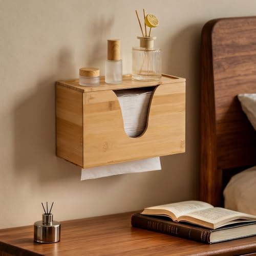 Pollock Paper Towel Dispenser with Lid,Wall Mount or Countertop - color: Blk-5857u-wood