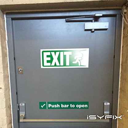 iSYFIX Exit Signs Stickers, 10x4 Inch, 3 Pack, White & Green - color: White & Green