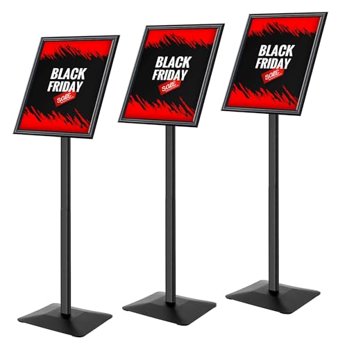 Sign Stand for Display, Ultra Stable Heavy Duty Pedestal Signage Holder - size: 11x17 3Pack, style: Black
