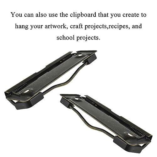 HAHIYO 3.94 Inches Vintage Bronze Metal Mountable Clipboard Clips - 6 Pack, Durable Spring Loaded Clip with Rubber Grips and Rivets Document File Wood Plastic Clip Board for Office School Home - style: Bronze-3.94in-6p