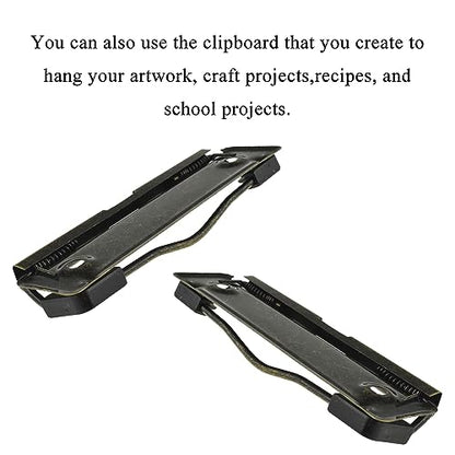 HAHIYO 3.94 Inches Vintage Bronze Metal Mountable Clipboard Clips - 6 Pack, Durable Spring Loaded Clip with Rubber Grips and Rivets Document File Wood Plastic Clip Board for Office School Home - style: Bronze-3.94in-6p