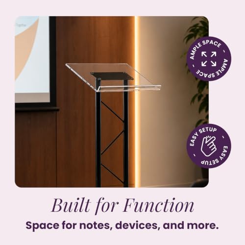 Kingdom KML15TA Modern & Stylish Acrylic and Metal Podium, Conference Podium for Speakers, Speeches and Other Occasions (43.4" Height) - size: Design 07