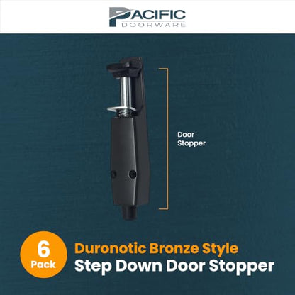 Pacific Doorware Step Down Door Stopper Heavy Duty, Bronze, 6 Pack - size: 6 Pack, style: Duronotic Bronze