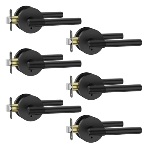 Asidrama 6 Pack Matte Black Privacy Interior Door Handles - color: Matte Black, size: Privacy, style: 6pack