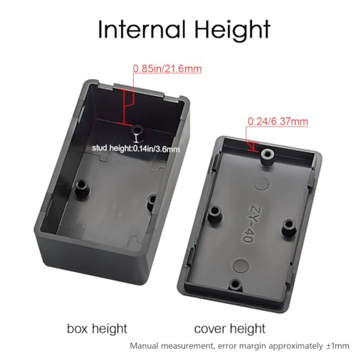 LeMotech 5Pcs ABS Plastic Electrical Project Case Power Junction Box, Project Box Black 2.4 x 1.4 x 1.0 inch (61 x 36 x 25 mm) - size: 2.4" x 1.4" x 1.0"(5pc)