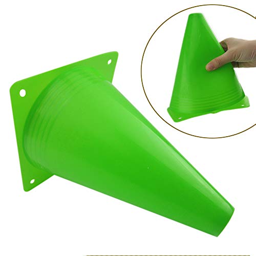 Mirepty 7 Inch Plastic Traffic Cones Sport Training Agility Marker Cone - color: Green, 12 Pack