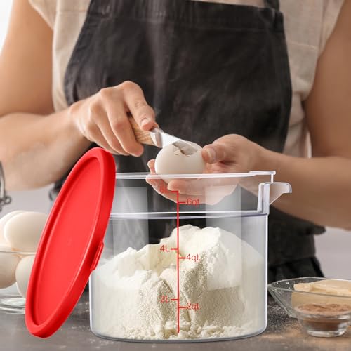 Suclain 4 Pcs 6 Quart Food Storage Container with Lids, Red - color: Red