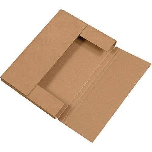 Boxes Fast BFM1291K Corrugated Cardboard Easy-Fold Mailers, 12 1/8 x 9 1/8 x 1 Inches, Fold Over Mailers, Adjustable Die-Cut Shipping Boxes, Multi-Depth, Large Kraft Mailing Boxes (Pack of 50)