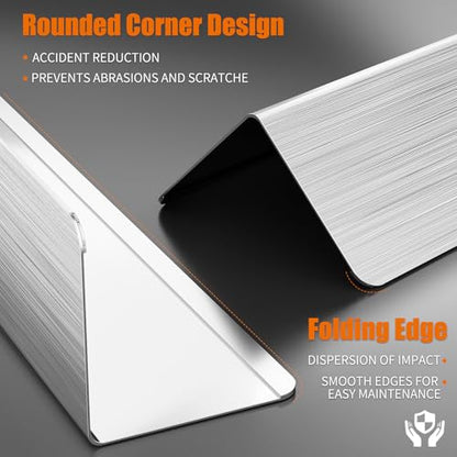 10pcs Wall Corner Guards 1.5x1.5x48 Inches 304 Stainless Steel Heavy Duty Rounded Corner Protector, Smooth Folded Edge Design for Wall Protection Silver