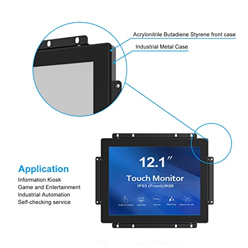 GreenTouch 12.1 inch 10 Points Touch Front IK08/IP65 Open Frame Touch Monitor Desktop or Wall Mountable Multi Point Touch 1024x768 - size: 12.1 in