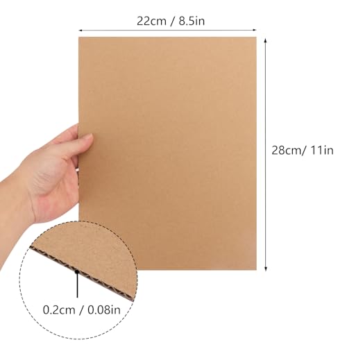 100 Pack 8.5"x 11" Corrugated Cardboard Sheets, Flat Cardboard Layer Pads 2 mm Thickness, Flexible Packaging Inserts for Shipping, Mailing, and Crafts, by IHDYPPEW - size: 100 Pack 8.5"x 11" brown