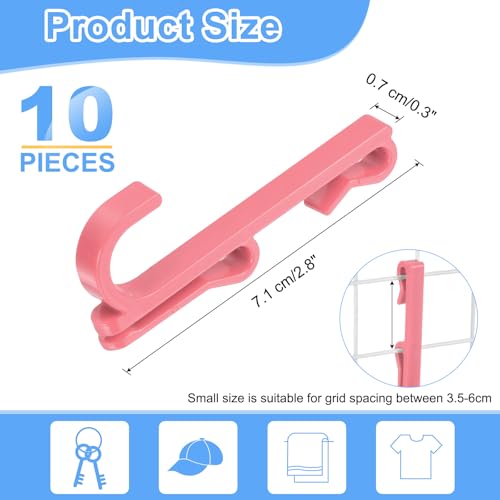 uxcell 10 Grid Wall Hooks, 2.8 Inch Grid Wall Panel Plastic Utility Hook, Shelf Hooks for Garage Store Warehouse Shop Home Hanging, Dark Pink - color: Dark Pink