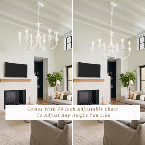 6 Light French Country Chandelier White Chandelier Pendant Light Fixture - color: 6 Light-Antique White