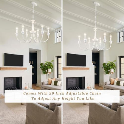 6 Light French Country Chandelier White Chandelier Pendant Light Fixture - color: 6 Light-Antique White