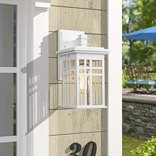 zeyu Modern Outdoor Wall Light - 12 Inch Exterior Light Fixture for House Front Porch, Clear Glass Shade in White Finish, 20068B1 WH - color: White - 1 Pack, size: Medium