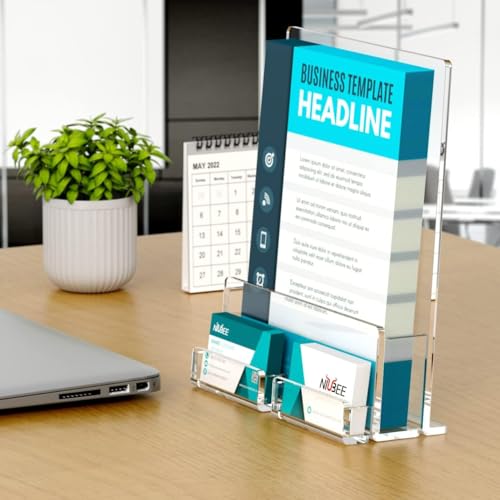 NIUBEE 6 Packs Acrylic Brochure Holder 8.5 x 11, Flyer Menu Display Stand - size: 6 Pack 8.5*11