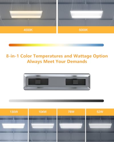 LED Linear High Bay Light 130W/104W/78W/52W&4000K/5000K Adjustable