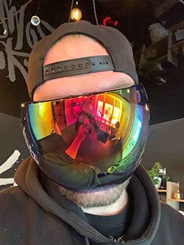 FEISEDY Full Face Shield Sunglasses – Anti-Fog UV400 Mirror Visor - color: 003 Black Red Rainbow Mirror