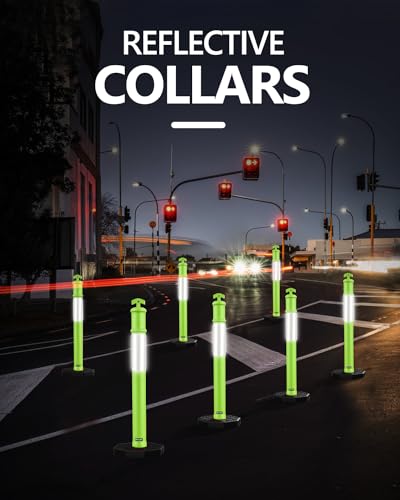 BATTIFE 45 Inch Traffic Cones Delineator Posts with Base Lime Green 3 Pcs - color: Lime Green