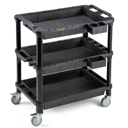 ELAFROS 3-Shelf Heavy Duty Rolling Utility Cart, 32.4 x 18.3 in - style: Standard