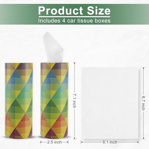 SINGARO Car Tissue Holder, 4 Pack Car Cup Holder Facial Tissues with Travel Tissue Bag, Quick and Convenient Flower Combination Car Tissue Box(4 Canisters/200 Tissues) Yellow - Green - color: Yellow-Green