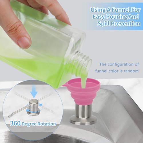 Dish Soap Dispenser for Kitchen Sink Brushed Nickel Under Sink Soap Dispenser Pump Head with 10.14 Ounce PET Soap Bottle and 1.88" Base - color: Brushed Nickel