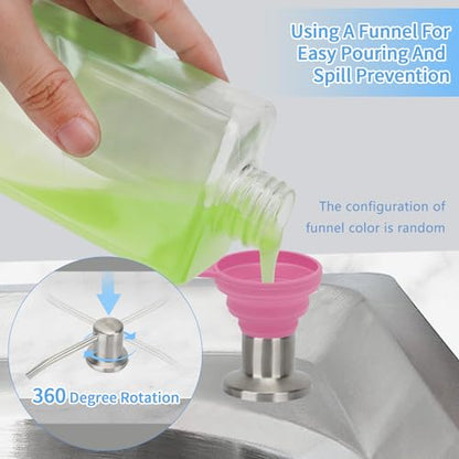 Dish Soap Dispenser for Kitchen Sink Brushed Nickel Under Sink Soap Dispenser Pump Head with 10.14 Ounce PET Soap Bottle and 1.88" Base - color: Brushed Nickel