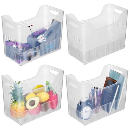 Beeveer 4pcs Plastic Freezer Organizer Bin with Wheel, 10 x 12.5 x 6.7 Inch - size: 10 x 12.5 x 6.7 Inch