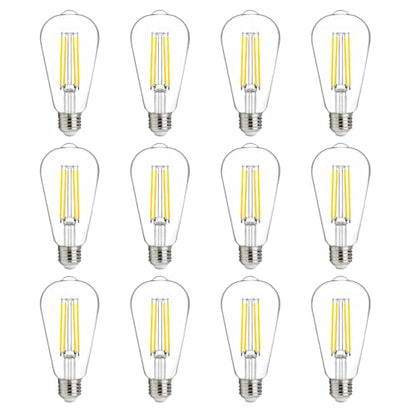 FLSNT 100W Equivalent LED Edison Bulbs, ST19/ST58 Dimmable LED Light Bulbs for Kitchen, Dining Room, High Brightness with 1000LM, 5000K Daylight, 8W, E26 Base, 12 Pack - color: 100w 5000k Dayghlit, size: 12 Count (Pack of 1)