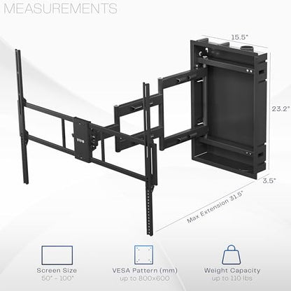 VIVO Black 50-100 in Recessed TV Wall Mount, MOUNT-REC02 - size: 50"-100" screens