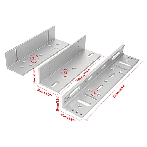 Electromagnetic Lock with Z and L Bracket 280KG 600LBS Holding Force Electric Magnetic Door Lock 12V Fail Safe NC Mode for Access Control System - color: 600LBS Lock + ZL Bracket