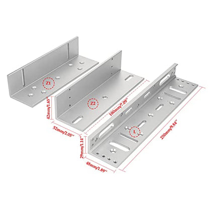 Electromagnetic Lock with Z and L Bracket 280KG 600LBS Holding Force Electric Magnetic Door Lock 12V Fail Safe NC Mode for Access Control System - color: 600LBS Lock + ZL Bracket