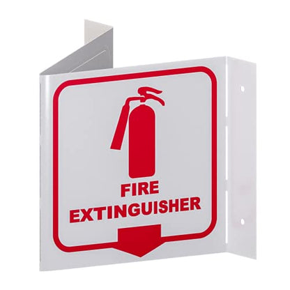 Stay Safe with our OSHA Compliant Folded Projecting Fire Extinguisher Sign - 5"x7", 1mm Aluminum, Essential Workplace Safety Warning - color: Fire Extinguisher