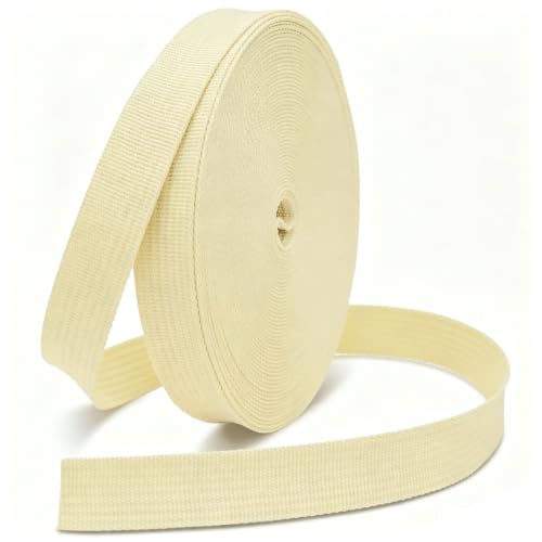 Woven Webbing Straps, 1 Inch Wide Polypropylene Webbing Tote Bags Leash Straps for Making Bag Handles, Dog Collars, Crafts Outdoor Supplies, 12 Yards Beige - color: Light Yellow, size: 12 Yards