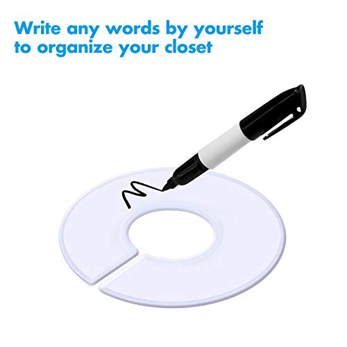 Vantasii 30 Pack White Round Clothing Size Closet Rack Dividers Hangers with 1 Bonus Marker (Outer 3.5”, Inner 1.38” in Diameter) - color: 30 Pack/White