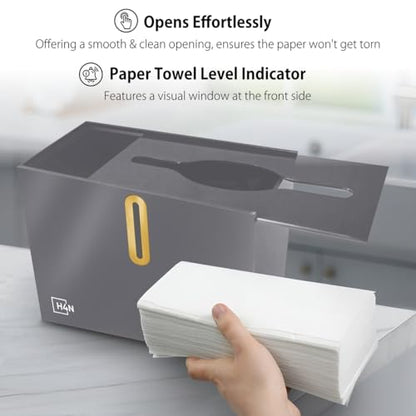 H4N Multifold Paper Towel Dispenser Countertop - Commercial Single Sheet Hand Towel Holder, Compact Acrylic Design for Home, Office, Restaurant Bathrooms - Gray - color: Gray