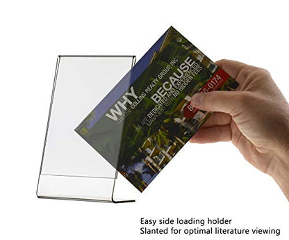 Marketing Holders 2 Pack Acrylic Sign Holder for 4" x 6" Literature Clear Slanted Plexiglass Countertop Graphic Image Side Load Display for Retail Stores Hotels Offices and Restaurants - size: 4"w x 6"h