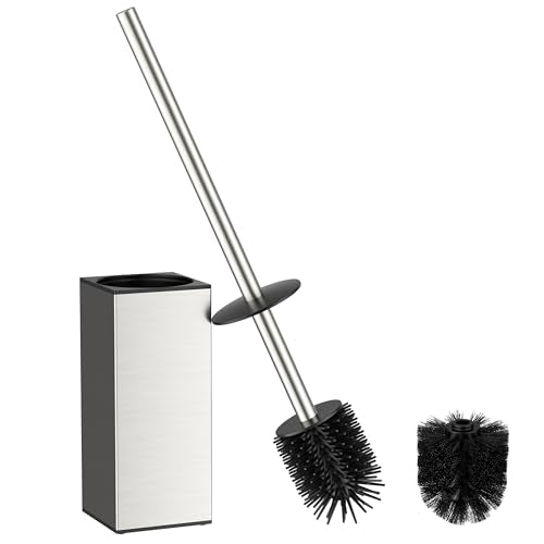 FORIOUS Stainless Steel Toilet Bowl Brush Scrubber and Holder Set Medium - color: Brushed Nickel, size: Medium