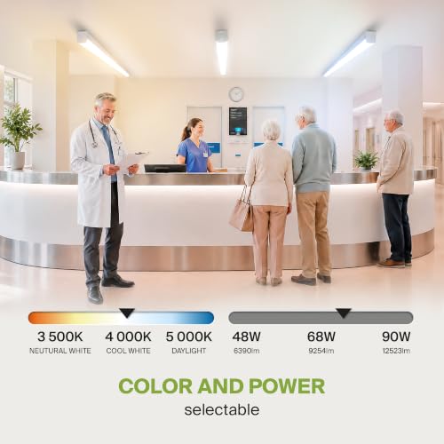ASD 8ft LED Linear Strip Light Fixture, 3500K 4000K 5000K UL DLC - color: White, size: 8FT