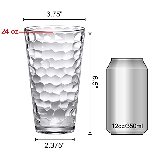 Amazing Abby - Iceberg - 24-Ounce Plastic Tumblers (Set of 8), Plastic Drinking Glasses, All-Clear High-Balls, Reusable Cups, Stackable, BPA-Free, Shatter-Proof, Dishwasher-Safe - color: All-Clear