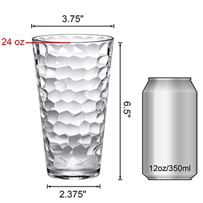 Amazing Abby - Iceberg - 24-Ounce Plastic Tumblers (Set of 8), Plastic Drinking Glasses, All-Clear High-Balls, Reusable Cups, Stackable, BPA-Free, Shatter-Proof, Dishwasher-Safe - color: All-Clear