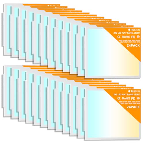 24 Pack 2x2 LED Flat Panel Lights with 5CCT Selectable, 4800LM, ETL - size: 2x2FT 24PACK