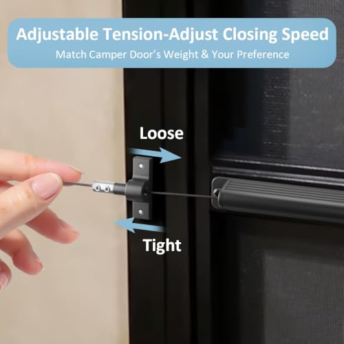 RV Screen Door Closer with Adjustable Tension, Keeps Pests & Insects Out