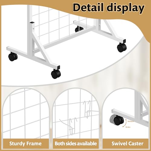 Blulu 4 Pcs 2' x 6' Grid Wall Panels with T-Base, Freestanding Gridwall Rack for Vendor Events, Craft Shows, Retail Booths, Sports Jersey, T-Shirt and Merchandise Display (White) - color: White