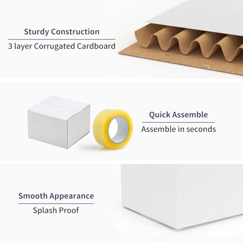 Shipping Boxes 6x6x4 Set of 25, White Corrugated Cardboard Box for Mailing Business Packaging - size: 6x6x4 Inches