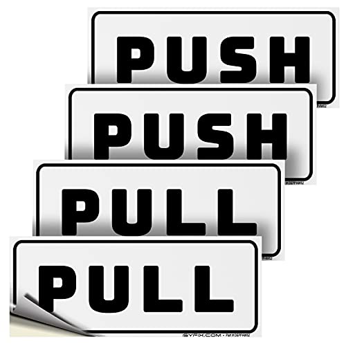 iSYFIX Push Pull Stickers Sign, 5x2 Inch, 2 Pack, White/Black - color: White / Black, size: Horizontal 2x5