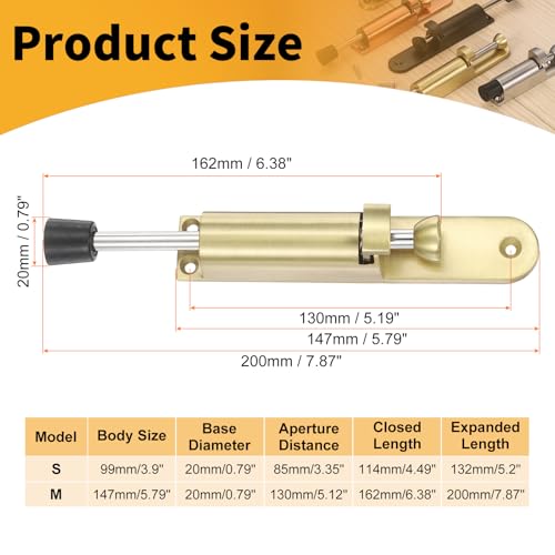 M METERXITY Kickdown Door Stop w/Rubber Tip and Screws 1.77" Gold - color: Gold, size: 1.77"