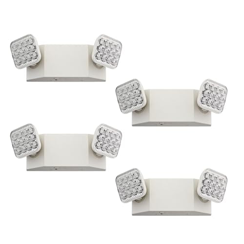 Lithonia Lighting Basics LED Emergency Light, Adjustable Heads 120/277V 4Pk - size: Generation 3 (White, 4-Pack), style: Square Lamp