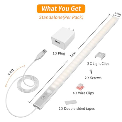 USB Plug-in Motion Sensor Light, ON/Night/Day Modes, Bright&Dimmable - color: Neutral White, size: 2 * 1-Bar