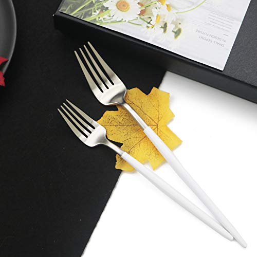 JASHII 18/10 White Handle Flatware Silver Silverware Set 304 Stainless Steel Flatware Cutlery Set| 6-Piece Adaline Royal Modern Satin Finish| BEST Birthday Wedding Gift (White Handle Matte Silver) - color: White Silver, size: Service for 1